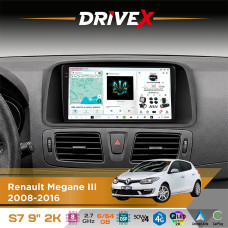Штатна магнітола для Renault Fluence 2009-2017 DriveX S7 2K QLED 9" Android 8-ядерний 2.7ГГц 6x64Гб SIM-картка 3G/4G AK7808 AB 4x50W DSP AK7739 VELVET бездротовий CarPlay та AndroidAuto
