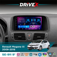 Штатна магнітола для Renault Megane III 2008-2016 DriveX SE-911 4+64Гб QLED 9" Android 4-ядерний 4x50W(TDA7851) DSP бездротовий CarPlay та AndroidAuto