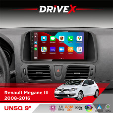 Штатна магнітола для Renault Fluence 2009-2017 DriveX UN5 QLED 9" Android 4-ядерний 2+32Гб 4x45W бездротовий CarPlay та AndroidAuto