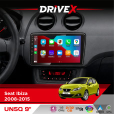 Штатна магнітола для Seat Ibiza 2008-2015 DriveX UN5 QLED 9" Android 4-ядерний 2+32Гб 4x45W бездротовий CarPlay та AndroidAuto