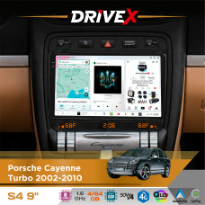 Штатна магнітола для Porsche Cayenne Turbo 2002-2010 DriveX S4 QLED 9" Android 8-ядерний 1.6ГГц 4x64Гб SIM-картка 3G/4G TDA7851 4x50W DSP AK7604 бездротовий CarPlay та AndroidAuto
