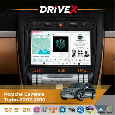 Штатна магнітола для Porsche Cayenne Turbo 2002-2010 DriveX S7 2K QLED 9" Android 8-ядерний 2.7ГГц 6x64Гб SIM-картка 3G/4G AK7808 AB 4x50W DSP AK7739 VELVET бездротовий CarPlay та AndroidAuto