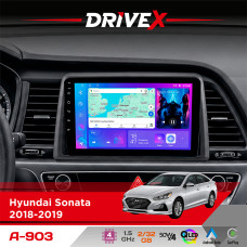 Штатна магнітола для Hyundai Sonata 2018-2019 DriveX A-903 QLED 9" Android 4-ядерний 2+32Гб 4x50W(TDA7851) бездротовий CarPlay та AndroidAuto