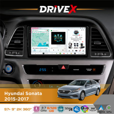 Штатна магнітола для Hyundai Sonata 2015-2017 DriveX S7+ 2K QLED 9" Android 8-ядерний 2.7ГГц 8x128Гб SIM-картка 3G/4G AK7808 AB 4x50W 360° DSP AK7739 VELVET бездротовий CarPlay та AndroidAuto