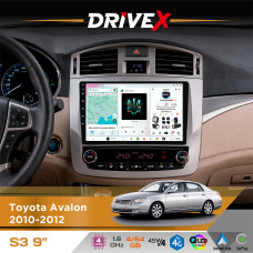 Штатна магнітола для Toyota Avalon 2010-2012 DriveX S3 QLED 9" Android 8-ядерний 1.6ГГц 4x64Гб SIM-картка 3G/4G 7388 4x45W ASP TM2313 бездротовий CarPlay та AndroidAuto