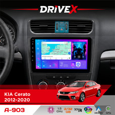 Штатна магнітола для KIA Forte 2013-2018 DriveX A-903 QLED 9" Android 4-ядерний 2+32Гб 4x50W(TDA7851) бездротовий CarPlay та AndroidAuto