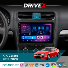 Штатна магнітола для KIA Cerato 2012-2020 DriveX SE-903 QLED 9" Android 8-ядерний 4+64Гб SIM-картка 3G/4G DSP 4x50W(TDA7851) бездротовий CarPlay та AndroidAuto