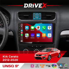 Штатна магнітола для KIA K3 2012-2017 DriveX UN5 QLED 9" Android 4-ядерний 2+32Гб 4x45W бездротовий CarPlay та AndroidAuto
