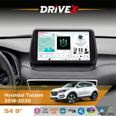 Штатна магнітола для Hyundai Tucson 2018-2020 DriveX S4 QLED 9" Android 8-ядерний 1.6ГГц 4x64Гб SIM-картка 3G/4G TDA7851 4x50W DSP AK7604 бездротовий CarPlay та AndroidAuto