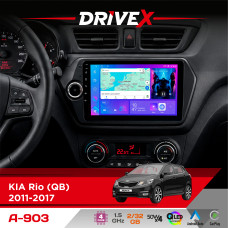 Штатна магнітола для KIA Rio (QB) 2011-2017 DriveX A-903 QLED 9" Android 4-ядерний 2+32Гб 4x50W(TDA7851) бездротовий CarPlay та AndroidAuto