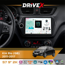 Штатна магнітола для KIA Rio (QB) 2011-2017 DriveX S7 2K QLED 9" Android 8-ядерний 2.7ГГц 6x64Гб SIM-картка 3G/4G AK7808 AB 4x50W DSP AK7739 VELVET бездротовий CarPlay та AndroidAuto