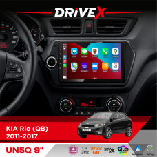 Штатна магнітола для KIA Rio (QB) 2011-2017 DriveX UN5 QLED 9" Android 4-ядерний 2+32Гб 4x45W бездротовий CarPlay та AndroidAuto