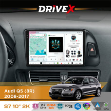 Штатна магнітола для Audi SQ5 (8R) 2008-2017 DriveX S7 2K QLED 10" Android 8-ядерний 2.7ГГц 6x64Гб SIM-картка 3G/4G AK7808 AB 4x50W DSP AK7739 VELVET бездротовий CarPlay та AndroidAuto
