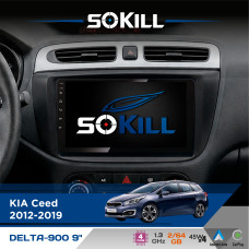 Штатна магнітола для KIA Ceed 2012-2019 SoKill DELTA-900 9" Android 4-ядерний 2+64Гб 4x45W бездротовий CarPlay та AndroidAuto