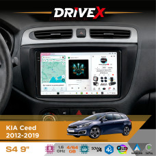 Штатна магнітола для KIA Ceed 2012-2019 DriveX S4 QLED 9" Android 8-ядерний 1.6ГГц 4x64Гб SIM-картка 3G/4G TDA7851 4x50W DSP AK7604 бездротовий CarPlay та AndroidAuto