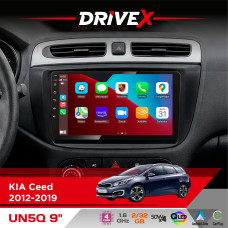 Штатна магнітола для KIA Ceed 2012-2019 DriveX UN5 QLED 9" Android 4-ядерний 2+32Гб 4x45W бездротовий CarPlay та AndroidAuto