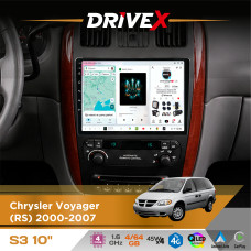 Штатна магнітола для Chrysler Voyager (RS) 2000-2007 DriveX S3 QLED 10" Android 8-ядерний 1.6ГГц 4x64Гб SIM-картка 3G/4G 7388 4x45W ASP TM2313 бездротовий CarPlay та AndroidAuto