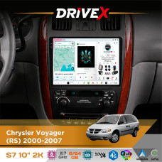 Штатна магнітола для Chrysler Voyager (RS) 2000-2007 DriveX S7 2K QLED 10" Android 8-ядерний 2.7ГГц 6x64Гб SIM-картка 3G/4G AK7808 AB 4x50W DSP AK7739 VELVET бездротовий CarPlay та AndroidAuto
