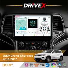 Штатна магнітола для JEEP Grand Cherokee 2013-2017 DriveX S3 QLED 9" Android 8-ядерний 1.6ГГц 4x64Гб SIM-картка 3G/4G 7388 4x45W ASP TM2313 бездротовий CarPlay та AndroidAuto