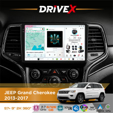 Штатна магнітола для JEEP Grand Cherokee 2013-2017 DriveX S7+ 2K QLED 9" Android 8-ядерний 2.7ГГц 8x128Гб SIM-картка 3G/4G AK7808 AB 4x50W 360° DSP AK7739 VELVET бездротовий CarPlay та AndroidAuto
