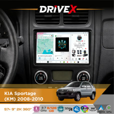 Штатна магнітола для KIA Sportage (KM) 2008-2010 DriveX S7+ 2K QLED 9" Android 8-ядерний 2.7ГГц 8x128Гб SIM-картка 3G/4G AK7808 AB 4x50W 360° DSP AK7739 VELVET бездротовий CarPlay та AndroidAuto