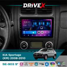 Штатна магнітола для KIA Sportage (KM) 2008-2010 DriveX SE-903 QLED 9" Android 8-ядерний 4+64Гб SIM-картка 3G/4G DSP 4x50W(TDA7851) бездротовий CarPlay та AndroidAuto