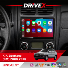 Штатна магнітола для KIA Sportage (KM) 2008-2010 DriveX UN5 QLED 9" Android 4-ядерний 2+32Гб 4x45W бездротовий CarPlay та AndroidAuto