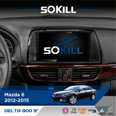 Штатна магнітола для Mazda 6 2012-2015 SoKill DELTA-900 9" Android 4-ядерний 2+64Гб 4x45W бездротовий CarPlay та AndroidAuto