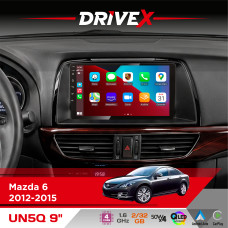 Штатна магнітола для Mazda 6 2012-2015 DriveX UN5 QLED 9" Android 4-ядерний 2+32Гб 4x45W бездротовий CarPlay та AndroidAuto