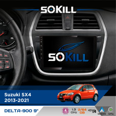 Штатна магнітола для Suzuki S Cross 2013-2021 SoKill DELTA-900 9" Android 4-ядерний 2+64Гб 4x45W бездротовий CarPlay та AndroidAuto