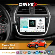 Штатна магнітола для Suzuki S Cross 2013-2021 DriveX S7+ 2K QLED 9" Android 8-ядерний 2.7ГГц 8x128Гб SIM-картка 3G/4G AK7808 AB 4x50W 360° DSP AK7739 VELVET бездротовий CarPlay та AndroidAuto