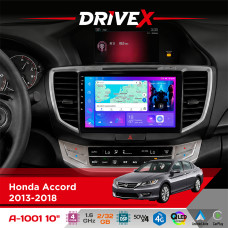 Штатна магнітола для Honda Accord 2013-2018 DriveX A-1001 10" Android 4-ядерний 2+32Гб 4x45W бездротовий CarPlay та AndroidAuto