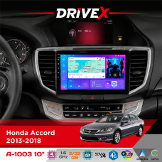 Штатна магнітола для Honda Accord 2013-2018 DriveX A-1003 QLED 10" Android 2+32Гб 4-ядерний 4x50W(TDA7851) бездротовий CarPlay та AndroidAuto