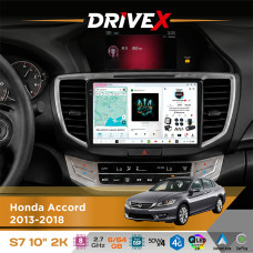 Штатна магнітола для Honda Accord 2013-2018 DriveX S7 2K QLED 10" Android 8-ядерний 2.7ГГц 6x64Гб SIM-картка 3G/4G AK7808 AB 4x50W DSP AK7739 VELVET бездротовий CarPlay та AndroidAuto