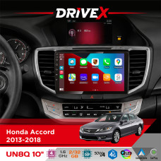 Штатна магнітола для Honda Accord 2013-2018 DriveX UN8 QLED 10" Android 4-ядерний 2x32Гб 4x45W бездротовий CarPlay та AndroidAuto