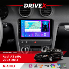 Штатна магнітола для Audi RS3 (8P) 2003-2013 DriveX A-903 QLED 9" Android 4-ядерний 2+32Гб 4x50W(TDA7851) бездротовий CarPlay та AndroidAuto