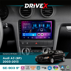 Штатна магнітола для Audi A3 (8P) 2003-2013 DriveX SE-903 QLED 9" Android 8-ядерний 4+64Гб SIM-картка 3G/4G DSP 4x50W(TDA7851) бездротовий CarPlay та AndroidAuto
