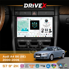 Штатна магнітола для Audi RS4 B7 (8E) 2004-2009 DriveX S7 2K QLED 9" Android 8-ядерний 2.7ГГц 6x64Гб SIM-картка 3G/4G AK7808 AB 4x50W DSP AK7739 VELVET бездротовий CarPlay та AndroidAuto