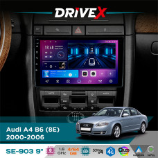 Штатна магнітола для Audi A4 B6 (8E) 2000-2006 DriveX SE-903 QLED 9" Android 8-ядерний 4+64Гб SIM-картка 3G/4G DSP 4x50W(TDA7851) бездротовий CarPlay та AndroidAuto
