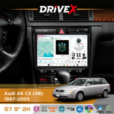 Штатна магнітола для Audi A6 C5 (4B) 1997-2005 DriveX S7 2K QLED 9" Android 8-ядерний 2.7ГГц 6x64Гб SIM-картка 3G/4G AK7808 AB 4x50W DSP AK7739 VELVET бездротовий CarPlay та AndroidAuto