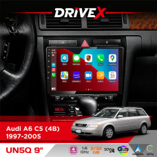 Штатна магнітола для Audi RS6 C5 (4B) 1997-2005 DriveX UN5 QLED 9" Android 4-ядерний 2+32Гб 4x45W бездротовий CarPlay та AndroidAuto