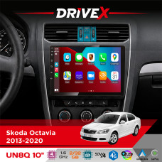 Штатна магнітола для Skoda Octavia 2013-2020 DriveX UN8 QLED 10" Android 4-ядерний 2x32Гб 4x45W бездротовий CarPlay та AndroidAuto