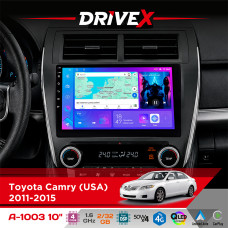 Штатна магнітола для Toyota Camry (USA) 2011-2015 DriveX A-1003 QLED 10" Android 2+32Гб 4-ядерний 4x50W(TDA7851) бездротовий CarPlay та AndroidAuto