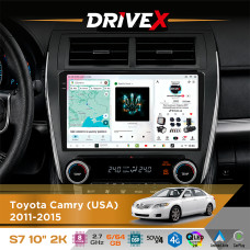 Штатна магнітола для Toyota Camry (USA) 2011-2015 DriveX S7 2K QLED 10" Android 8-ядерний 2.7ГГц 6x64Гб SIM-картка 3G/4G AK7808 AB 4x50W DSP AK7739 VELVET бездротовий CarPlay та AndroidAuto