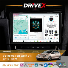 Штатна магнітола для Volkswagen Golf VII 2012-2021 DriveX S7+ 2K QLED 10" Android 8-ядерний 2.7ГГц 8x128Гб SIM-картка 3G/4G AK7808 AB 4x50W 360° DSP AK7739 VELVET бездротовий CarPlay та AndroidAuto