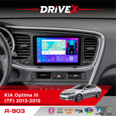 Штатна магнітола для KIA Optima III (TF) 2013-2015 DriveX A-903 QLED 9" Android 4-ядерний 2+32Гб 4x50W(TDA7851) бездротовий CarPlay та AndroidAuto