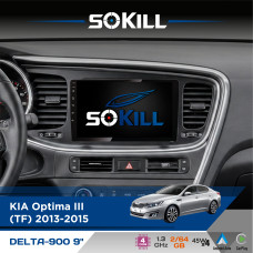 Штатна магнітола для KIA Optima III (TF) 2013-2015 SoKill DELTA-900 9" Android 4-ядерний 2+64Гб 4x45W бездротовий CarPlay та AndroidAuto