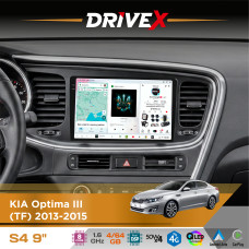 Штатна магнітола для KIA K5 2013-2015 DriveX S4 QLED 9" Android 8-ядерний 1.6ГГц 4x64Гб SIM-картка 3G/4G TDA7851 4x50W DSP AK7604 бездротовий CarPlay та AndroidAuto