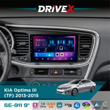 Штатна магнітола для KIA K5 2013-2015 DriveX SE-911 4+64Гб QLED 9" Android 4-ядерний 4x50W(TDA7851) DSP бездротовий CarPlay та AndroidAuto