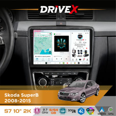 Штатна магнітола для Skoda SuperB 2008-2015 DriveX S7 2K QLED 10" Android 8-ядерний 2.7ГГц 6x64Гб SIM-картка 3G/4G AK7808 AB 4x50W DSP AK7739 VELVET бездротовий CarPlay та AndroidAuto